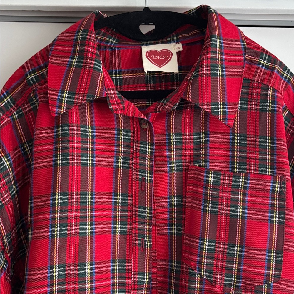Red Plaid Ruffled Top - Picture 2 of 2